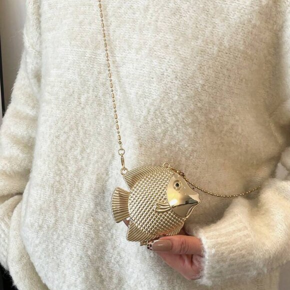 Small Gold Fish Statement Bag – Coastal Charm Meets Golden Elegance - Picture 10 of 10